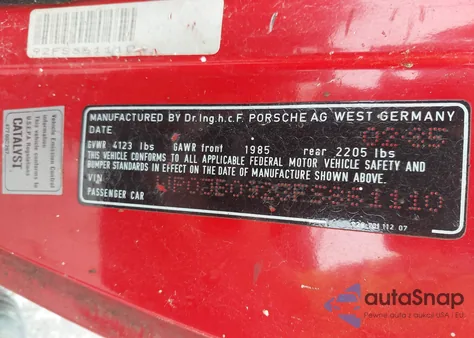 1985 Porsche 928 S z USA, uszkodzony, nr VIN WP0JB0923FS861110